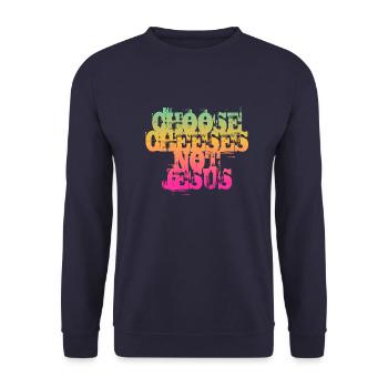 Choose Cheeses - not Jesus - Unisex Pullover - Navy - Vorne - Alina (178cm) & Michal (187cm)