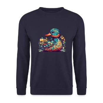 Un canard magnifique comme un bel oiseau aquatique - Sweat-shirt Unisexe - marine - Devant - Alina (178cm) & Michal (187cm)