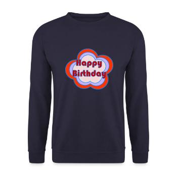 ALLES GUTE ZUM GEBURTSTAG. ALLES GUTE ZUM GEBURTSTAG. JAHRESTAG. - Unisex Pullover - Navy - Vorne - Alina (178cm) & Michal (187cm)