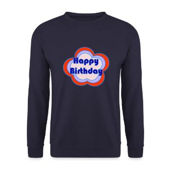 HAPPY BIRTHDAY. HAPPY BIRTHDAY. ANNIVERSARY. - Unisex Sweatshirt - navy - Front - Alina (178cm) & Michal (187cm)