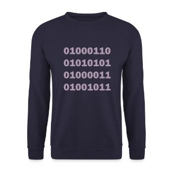 Binary Code Fuck - Unisex Sweatshirt - navy - Front - Alina (178cm) & Michal (187cm)