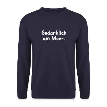 Gedanklich am Meer - Küste - Strand - Urlaub - Unisex Pullover - Navy - Vorne - Alina (178cm) & Michal (187cm)