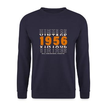 1956: Vintage - 68th Birthday - Unisex Sweatshirt - navy - Front - Alina (178cm) & Michal (187cm)