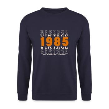 1985: Vintage - 39th Anniversary - Unisex Sweatshirt - navy - Front - Alina (178cm) & Michal (187cm)