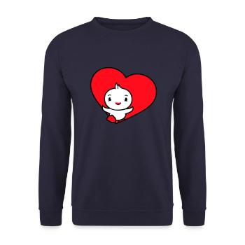 Bird Heart Symbol Love Runs Runs Happy Cute - Unisex Sweatshirt - navy - Front - Alina (178cm) & Michal (187cm)