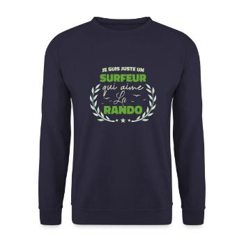 Fier d’être Surfeur et Passionné de la Rando - Sweat-shirt Unisexe - marine - Devant - Alina (178cm) & Michal (187cm)