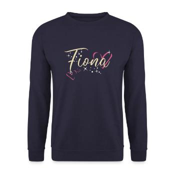 Fiona Nom Prénom Calligraphie coeur - Sweat-shirt Unisexe - marine - Devant - Alina (178cm) & Michal (187cm)