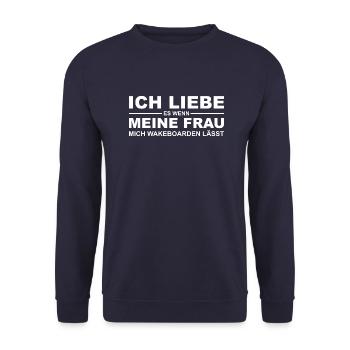 Ich liebe es-Wakeboard Shirt - Unisex Pullover - Navy - Vorne - Alina (178cm) & Michal (187cm)