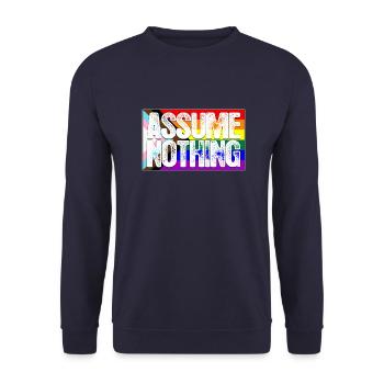 Angenommen Nichts LGBTQ Progress Pride Flagge - Unisex Pullover - Navy - Vorne - Alina (178cm) & Michal (187cm)