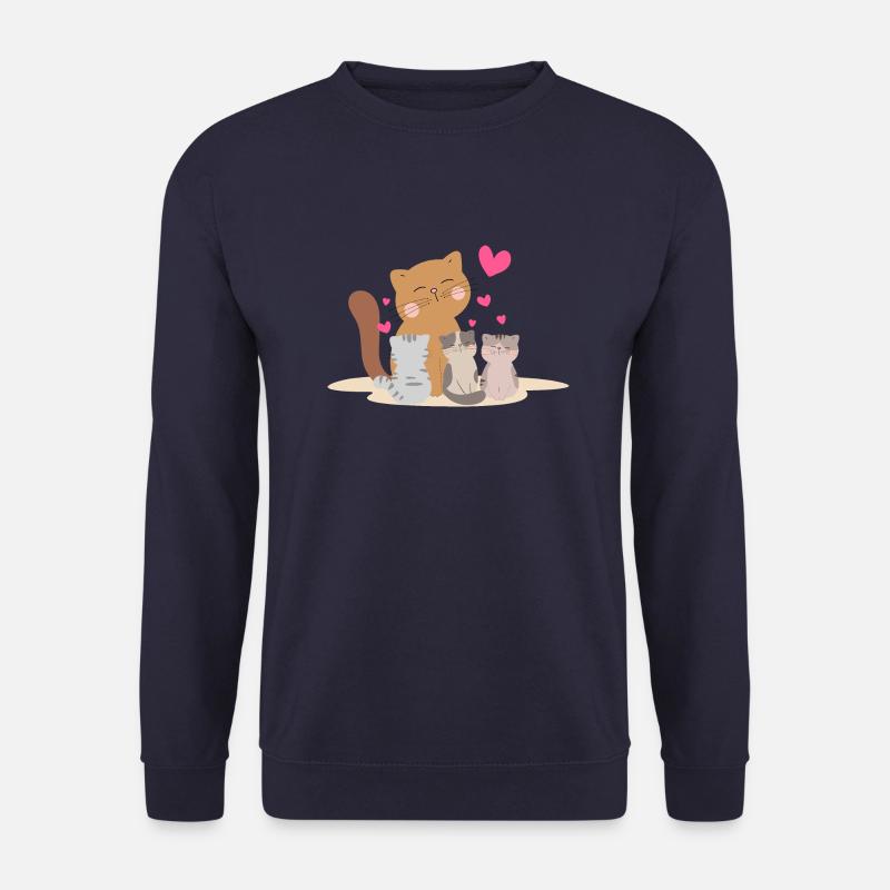 Mutter Katze mit ihren Kätzchen mit so viel Liebe! - Unisex Pullover - Navy