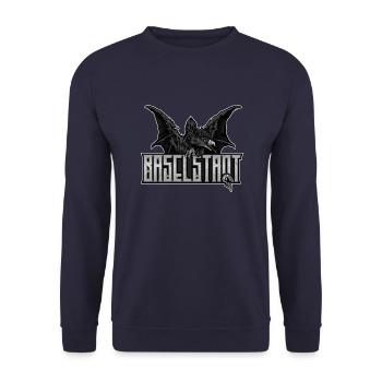 Basilisk Baselstadt Schwarz Weiss - Unisex Pullover - Navy - Vorne - Alina (178cm) & Michal (187cm)