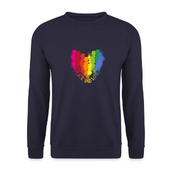 peace and love,heart,rainbow,love,peace - Unisex Sweatshirt - navy - Front - Alina (178cm) & Michal (187cm)