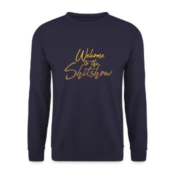 Logo Welcome Shitshow - Unisex Pullover - Navy - Vorne - Alina (178cm) & Michal (187cm)