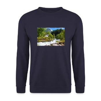 Geiranger panorama Storseterfossen Norway - Unisex Sweatshirt - navy - Front - Alina (178cm) & Michal (187cm)