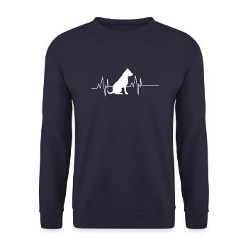 Pitbull Herzschlag - Unisex Pullover - Navy - Vorne - Alina (178cm) & Michal (187cm)