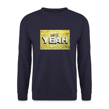Yeah Ziegelsteinmauer Graffiti - Unisex Pullover - Navy - Vorne - Alina (178cm) & Michal (187cm)
