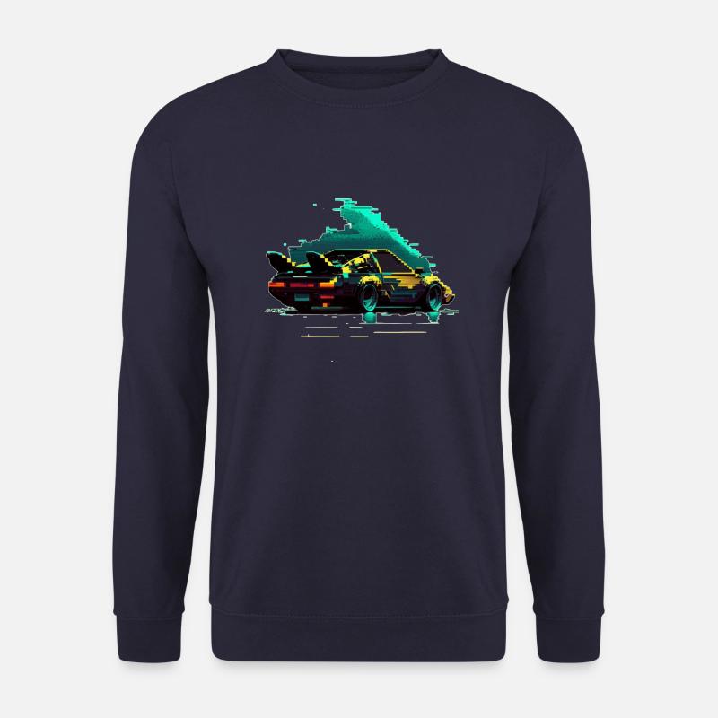 Heisser Sportwagen 80er neon retro Pixelart 8bit - Unisex Pullover - Navy