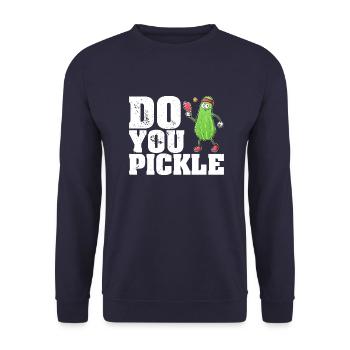 Pickle Gurke Pickelball Schläger Lustig - Unisex Pullover - Navy - Vorne - Alina (178cm) & Michal (187cm)