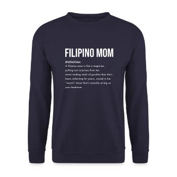 Philippinische Mama Spruch Englisch - Unisex Pullover - Navy - Vorne - Alina (178cm) & Michal (187cm)