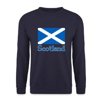 Scotland Flag with text - Unisex Sweatshirt - navy - Front - Alina (178cm) & Michal (187cm)