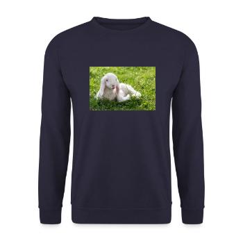 Lamm mit Kussmund - Unisex Pullover - Navy - Vorne - Alina (178cm) & Michal (187cm)