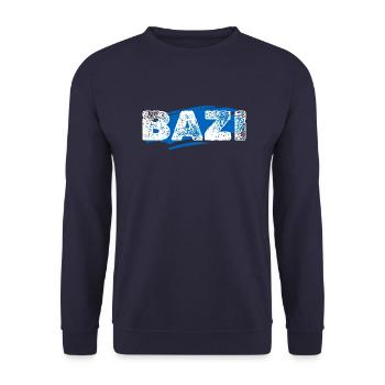 BAZI Bayern Bayerisch Lustig Geschenk - Unisex Pullover - Navy - Vorne - Alina (178cm) & Michal (187cm)