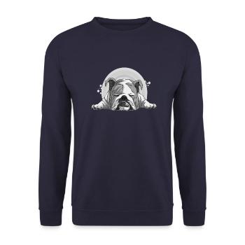 Hund Bulldogge Tiere Welpe niedlicher Hund Aquarell Kunst - Unisex Pullover - Navy - Vorne - Alina (178cm) & Michal (187cm)