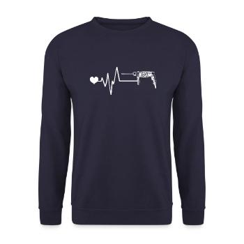 Bohrmaschine Puls Herzschlag - Unisex Pullover - Navy - Vorne - Alina (178cm) & Michal (187cm)