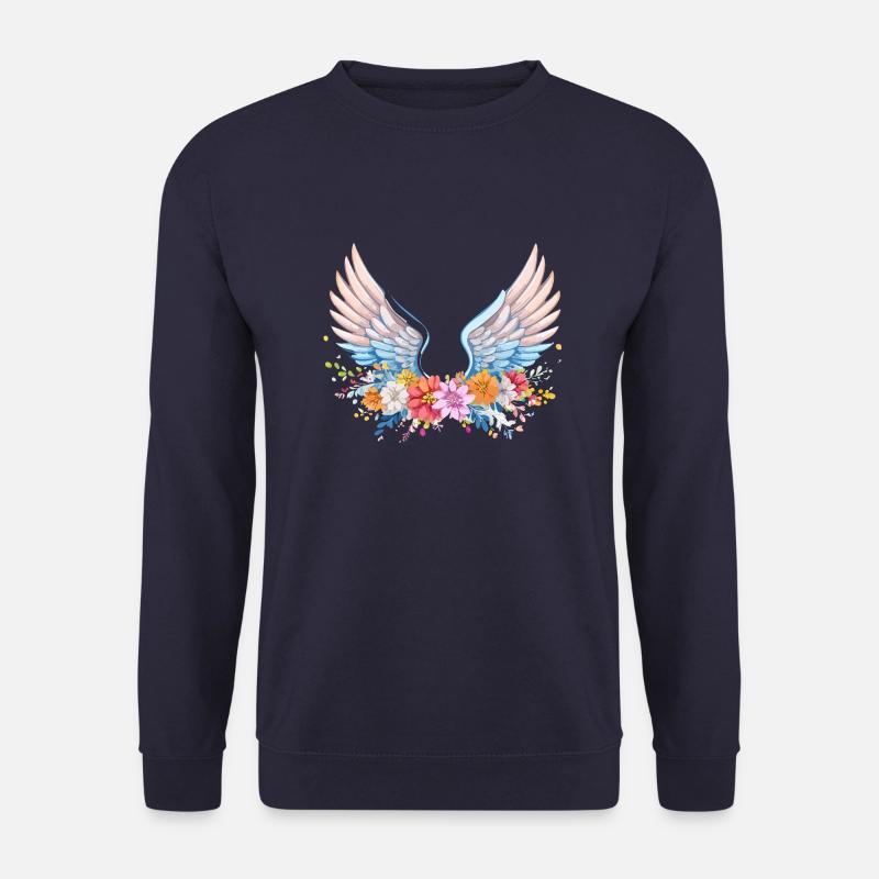 angelwings,engelsflügel,graffiti,bunt,blumen - Unisex Pullover - Navy