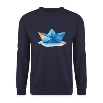 Paper Boat Watercolor - Unisex Sweatshirt - navy - Front - Alina (178cm) & Michal (187cm)