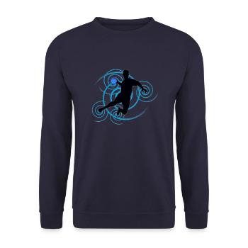 Handball-Design (Wirbel) 01 - Unisex Pullover - Navy - Vorne - Alina (178cm) & Michal (187cm)