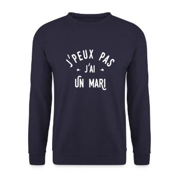 j'peux pas j'ai un mari - Sweat-shirt Unisexe - marine - Devant - Alina (178cm) & Michal (187cm)