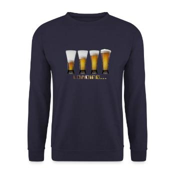 shirt loading beers by CustomStyle - Unisex Sweatshirt - navy - Front - Alina (178cm) & Michal (187cm)