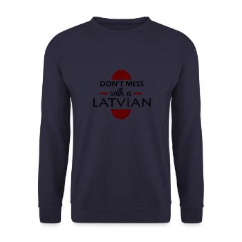 Latvia Do not mess with Latvians - Unisex Sweatshirt - navy - Front - Alina (178cm) & Michal (187cm)