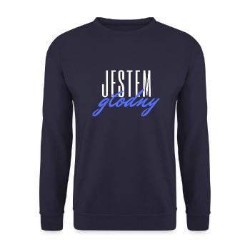J'ai faim - langue polonaise pour homme - Sweat-shirt Unisexe - marine - Devant - Alina (178cm) & Michal (187cm)