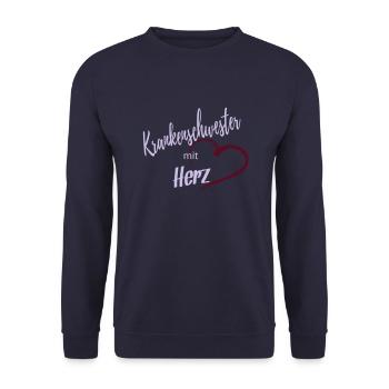 Krankenschwester mit Herz 2c - Unisex Sweatshirt - navy - Front - Alina (178cm) & Michal (187cm)