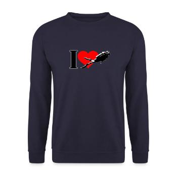 I love diving - Tauchen - Taucher - Tauchsport - Unisex Pullover - Navy - Vorne - Alina (178cm) & Michal (187cm)