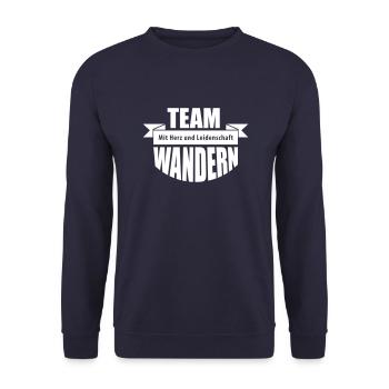 TEAM WANDERN – Natur Berge Urlaub hiking - Unisex Pullover - Navy - Vorne - Alina (178cm) & Michal (187cm)