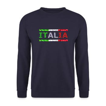 Italien Text und Fahne als Streifen low poly - Unisex Pullover - Navy - Vorne - Alina (178cm) & Michal (187cm)