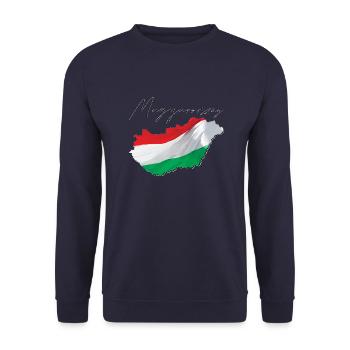 Drapeau de la Hongrie sur la carte de la Hongrie HU - Sweat-shirt Unisexe - marine - Devant - Alina (178cm) & Michal (187cm)