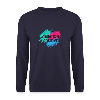 T-shirt vibration positive. - Sweat-shirt Unisexe - marine - Devant - Alina (178cm) & Michal (187cm)