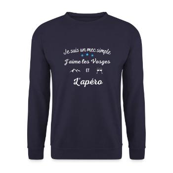 je suis un mec simple j'aime les Vosges et l'apéro - Sweat-shirt Unisexe - marine - Devant - Alina (178cm) & Michal (187cm)