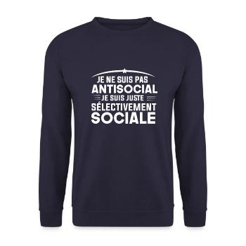 pas antisocial je suis juste sélectivement sociale - Sweat-shirt Unisexe - marine - Devant - Alina (178cm) & Michal (187cm)