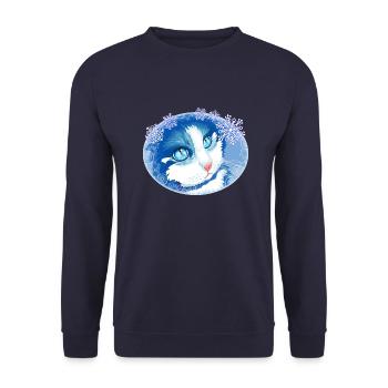 Weihnachten Katze Kätzchen - Unisex Pullover - Navy - Vorne - Alina (178cm) & Michal (187cm)
