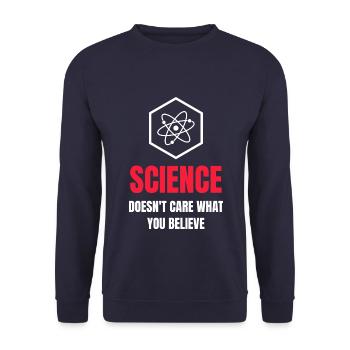 Der Wissenschaft ist es egal, was Sie glauben - Unisex Pullover - Navy - Vorne - Alina (178cm) & Michal (187cm)