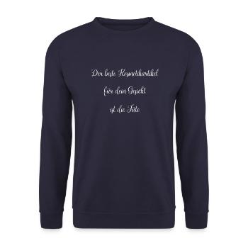 geschenk geschenkidee lustig tüte geek lieben - Unisex Pullover - Navy - Vorne - Alina (178cm) & Michal (187cm)