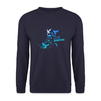 kitesurf, surf, surfeur, vague, bleu, oiseaux - Sweat-shirt Unisexe - marine - Devant - Alina (178cm) & Michal (187cm)