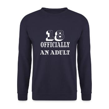 18 Officially an adult - Unisex Sweatshirt - navy - Front - Alina (178cm) & Michal (187cm)