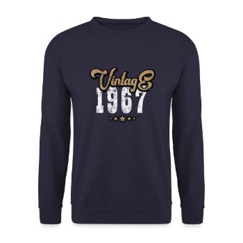 Jahrgang 1967 geboren Geburtstag Retro Geschenk - Unisex Pullover - Navy - Vorne - Alina (178cm) & Michal (187cm)