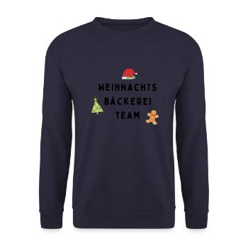 Weihnachtsbäckerei Team - Unisex Pullover - Navy - Vorne - Alina (178cm) & Michal (187cm)